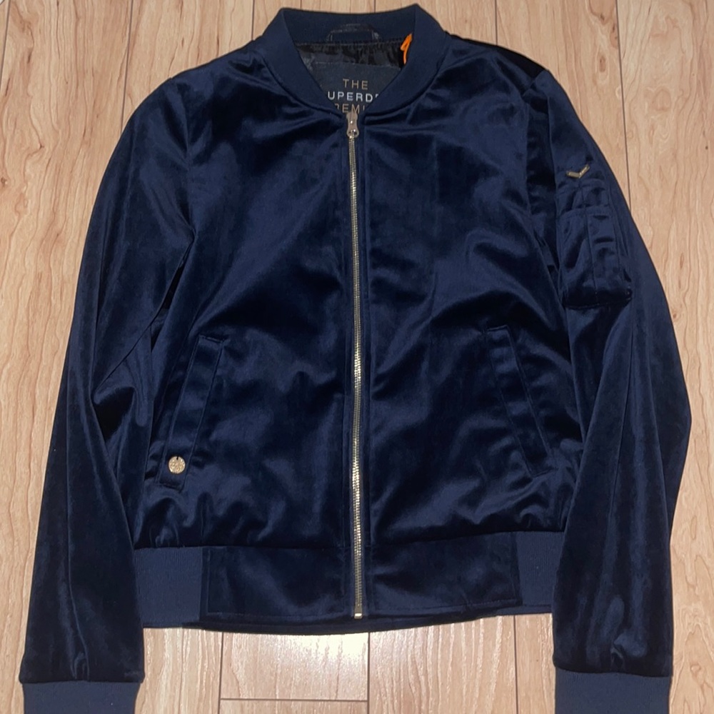 Superdry suede lillie flite bomber jacket dark blue